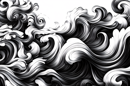 Flowing Waves in Black and White