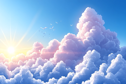 Fluffy Clouds And Sunlight