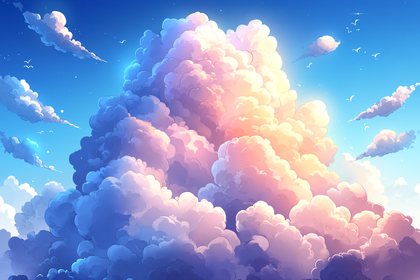 Fluffy Clouds In Blue Sky