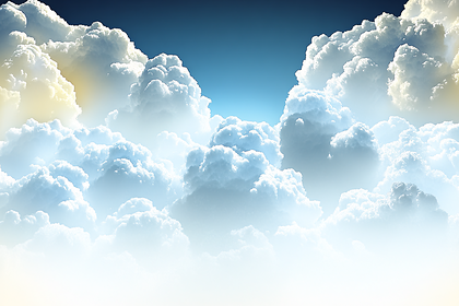 Fluffy Clouds in Blue Sky