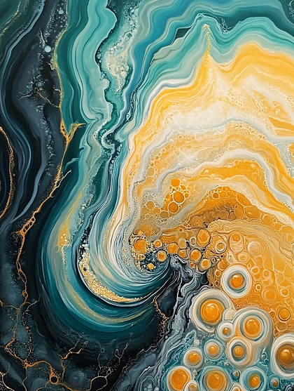 Abstract Fluid Art with Golden Accents Digital Painting