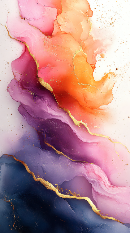 Fluid Art Gradient With Gold Accents