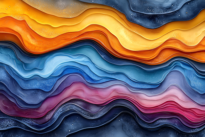 Free Download Abstract Fluid Layers of Yellow and Blue Digital Art