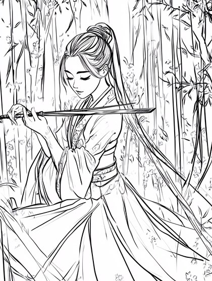 Flute Player in Bamboo Grove