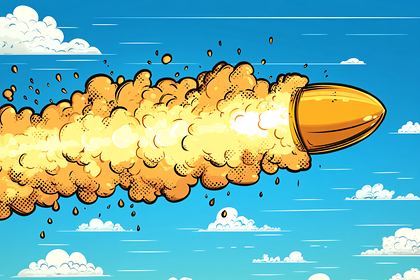 Flying Bullet with Smoke Trail