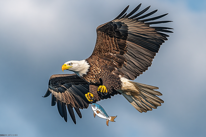 Flying Eagle Catching Fish Illustration