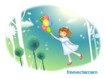 Flying Girl Free Vector