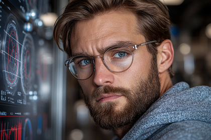 Focused Man With Glasses