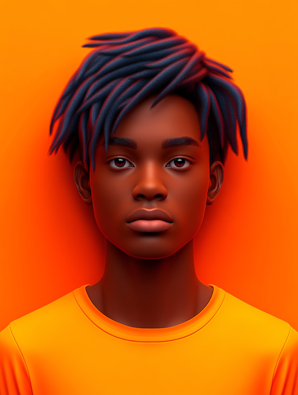 Focused Portrait of a Young Man with Dreadlocks