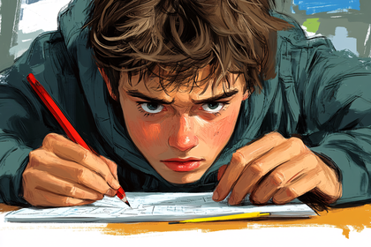 Focused Student Illustration