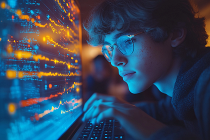 Focused Trader Analyzing Financial Data