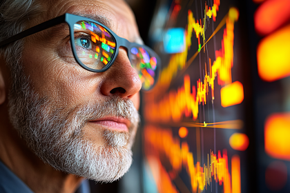 Focused Trader Analyzing Stock Market Data