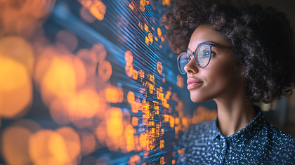 Focused Woman Contemplating Data