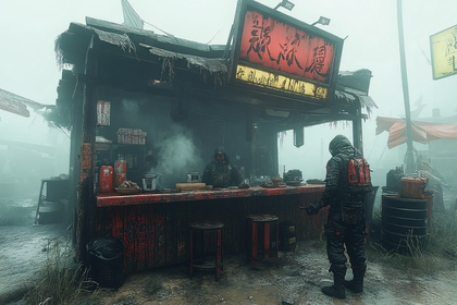 Foggy Dystopian Food Stall