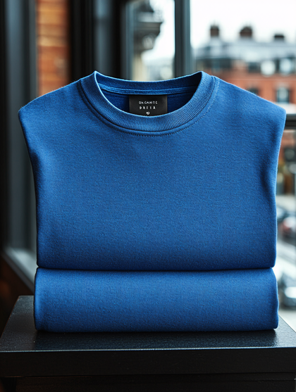 Folded Blue Sweatshirts