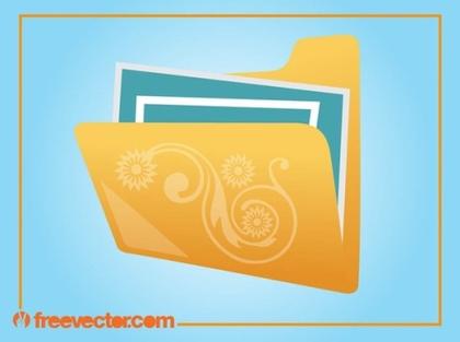 Folder With Flowers Free Vector