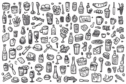 Food and Drink Doodle Icons
