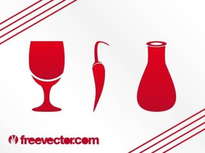 Food and Drinks Icons Free Vector