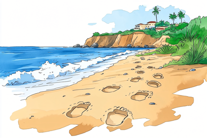 Footprints On A Sandy Beach