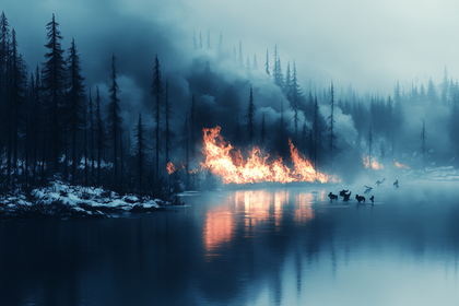 Forest Fire at Dusk