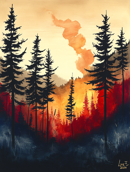 Forest Fire Silhouette