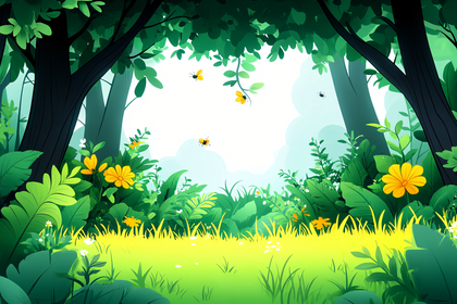 Forest Glade with Yellow Flowers