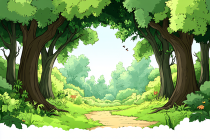 Free Download Lush Green Forest Path Vector Illustration
