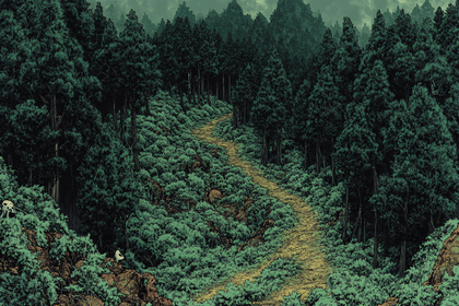 Forest Path Illustration With Figures