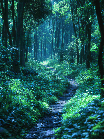 Forest Path Through Lush Greenery