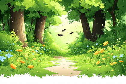 Forest Path With Bats