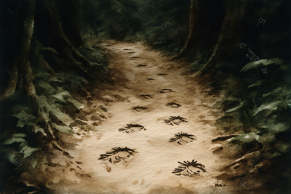 Forest Path With Hedgehog Tracks