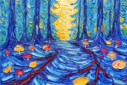 Forest Path with Mushrooms
