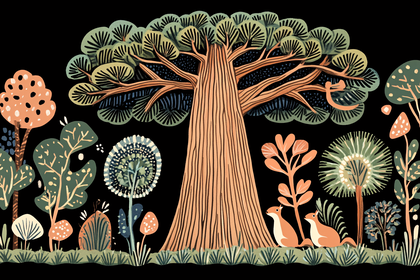 Forest Scene With Squirrels