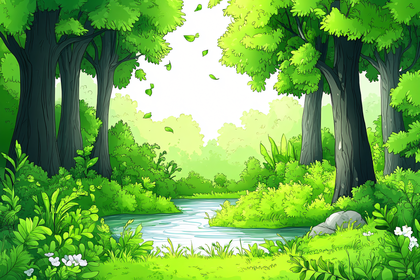 Forest Stream Cartoon
