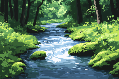 Forest Stream Illustration