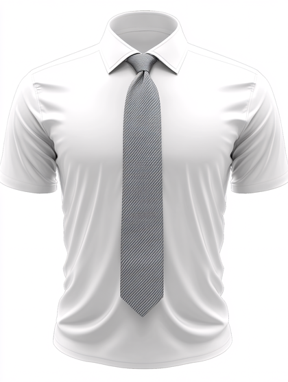 Formal White Shirt with Gray Striped Tie