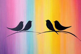 birds on rainbow