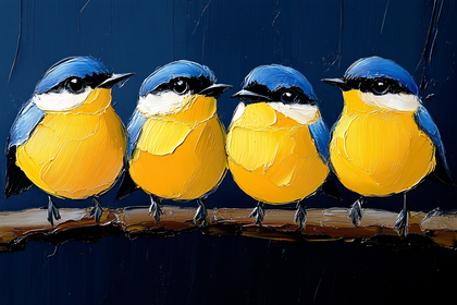 Four Bluebirds on a Branch
