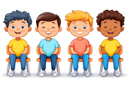 Four Boys Sitting on Chairs