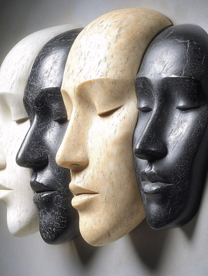 Four Diverse Stone Faces