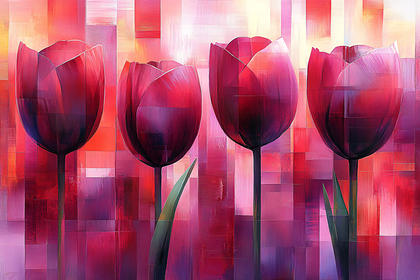 Four Red Tulips Painting