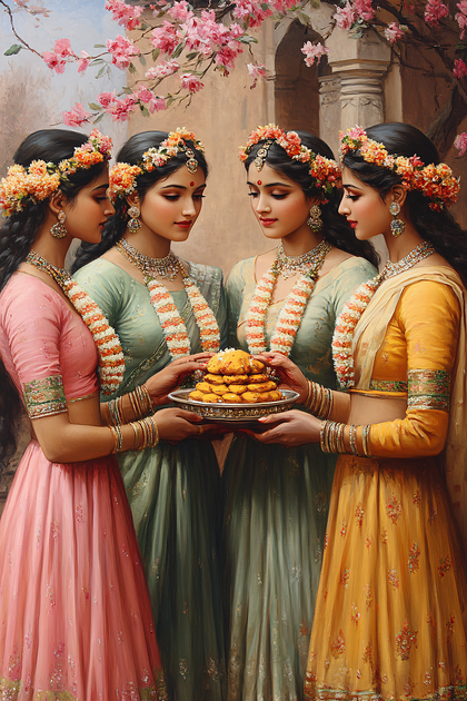 Four Women Offering Sweets