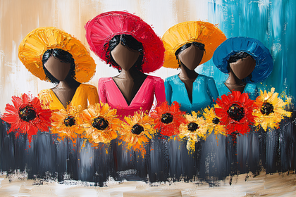 Four Women with Sunflowers