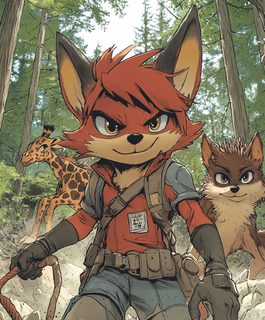 Fox And Friends In Forest