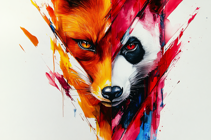Fox And Raccoon Split Portrait