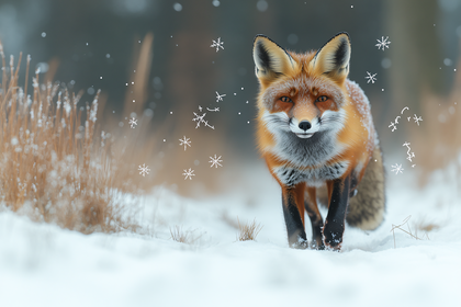 Fox In Snowy Winter Landscape