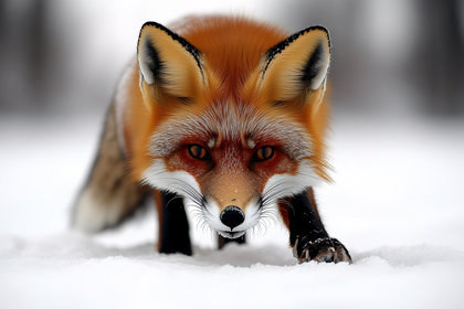 Fox In Winter Snow