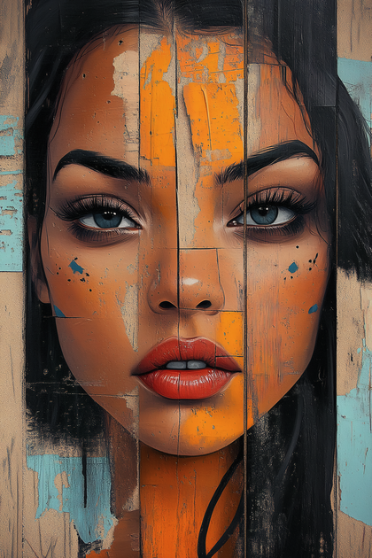 Fragmented Beauty on Wood