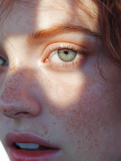 Freckled Beauty in Sunlight