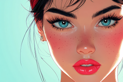 Freckled Beauty With Blue Eyes